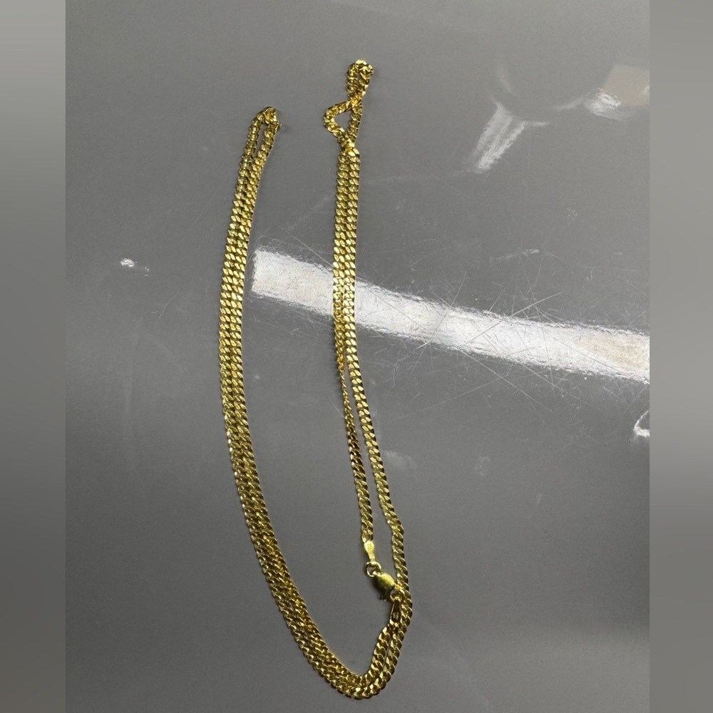 2mm 22 inch Flat Cuban gold over 925 sterling silver chain Brand New